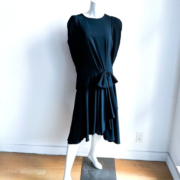 Vintage Tricia Cochran for Holt Renfrew Little Black Dress w Bow 8 - Picture 1 of 5